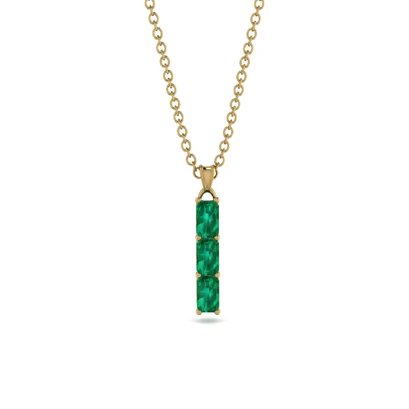 3 Emeralds Cut Emerald Necklace With Hidden Diamonds - Ember No. 64