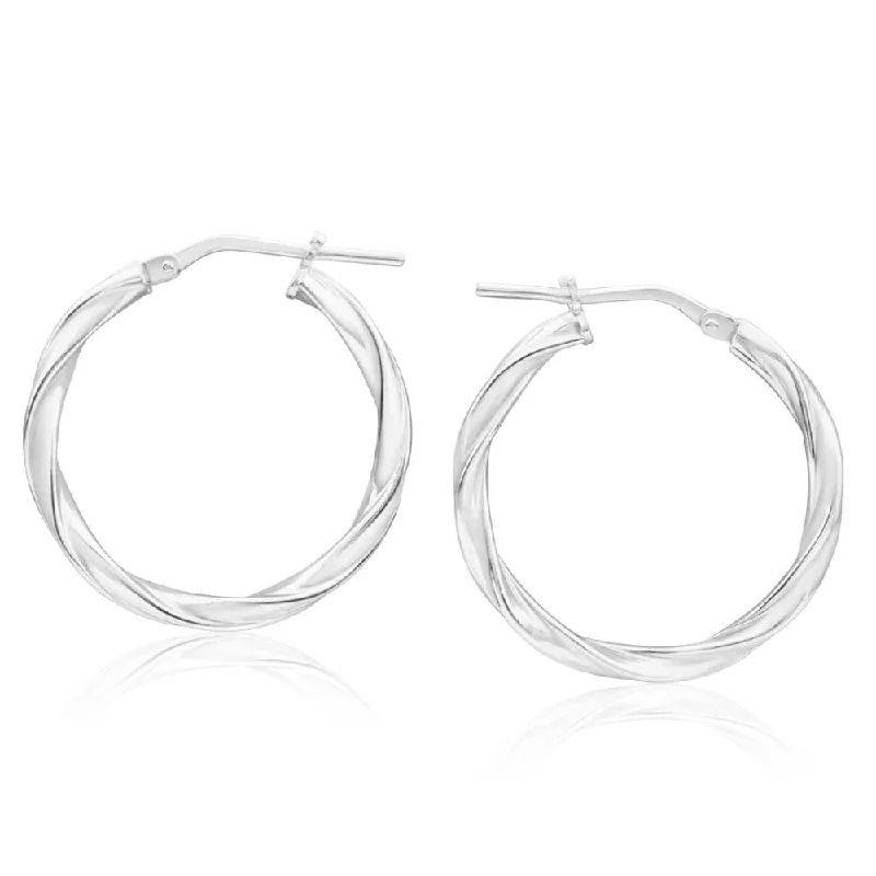 Geometric Earrings For Modern Fashion-Sterling Silver 20mm Twisted Hoop Earrings