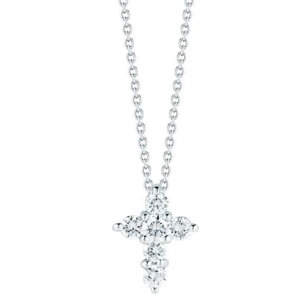 18kt White Gold Tiny Treasures Small Diamond Cross Pendant