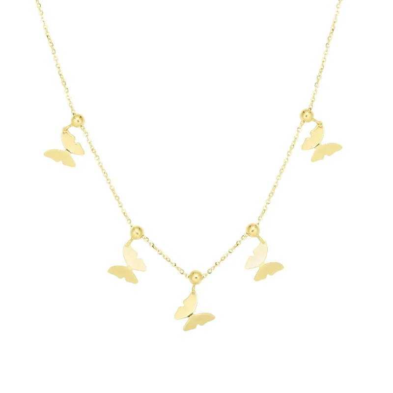 14kt Gold 18 inches Yellow Finish 16x10.5mm(CE),1.2mm(Ch) Polished Butterfly Necklace with Lobster Clasp