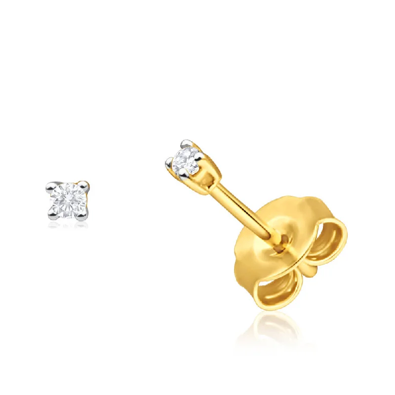 Elegant Bead Earrings For Classy Fashion-9ct Yellow Gold Gorgeous Diamond Stud Earrings