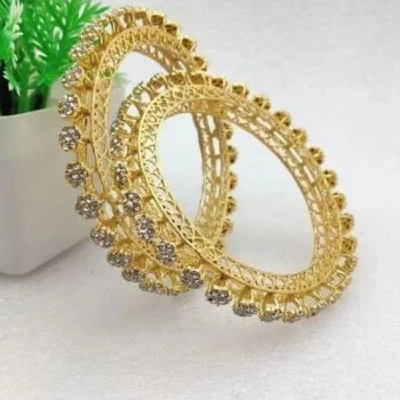 Classic Bangle Sets For Stylish Layered Looks-Kavita Art Gold Plated Austrian Stone Bangles Set