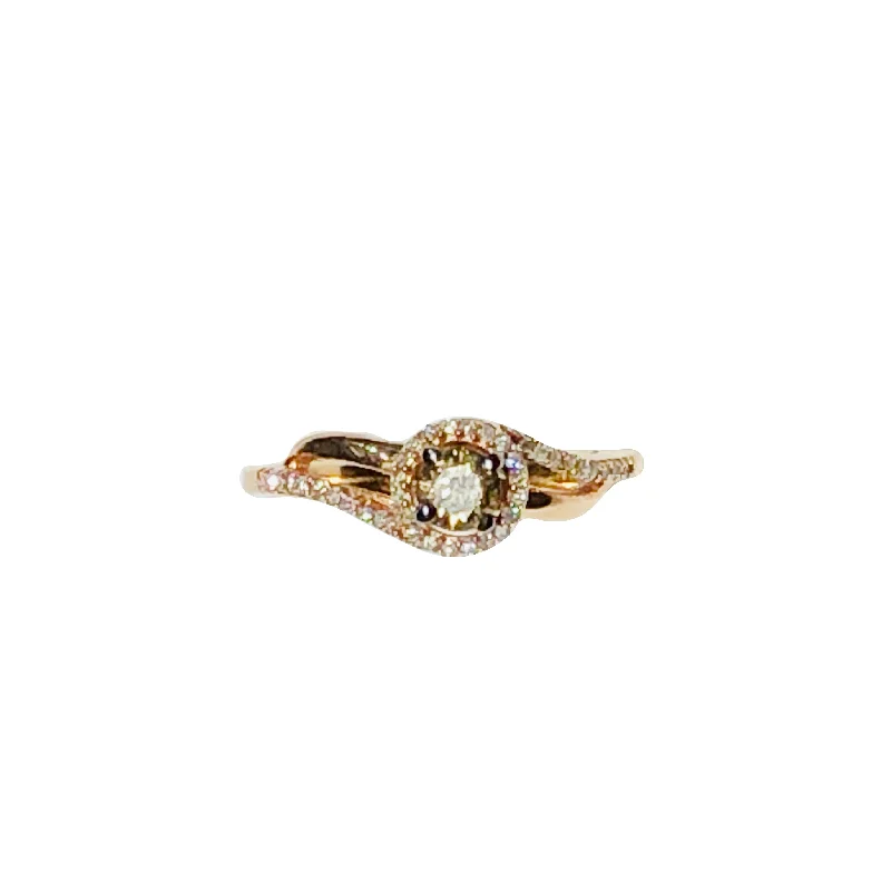 Custom Gold Rings For Personalized Style-Champagne Diamond Ring (10K).