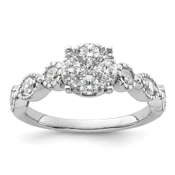 Personalized Engagement Rings For Special Proposals-14k White Gold Lab Grown Diamond Cluster Engagement Ring