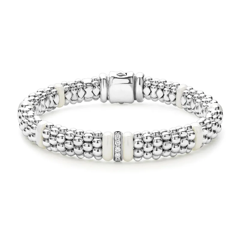 Gorgeous Heart-Set Bracelets For Romantic Gifts-Single Station Diamond Caviar Bracelet