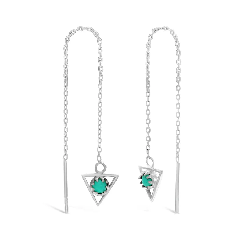 Bright Silver Earrings For Fashion Statements-Sterling Silver Created Turquoise Drop Earrings