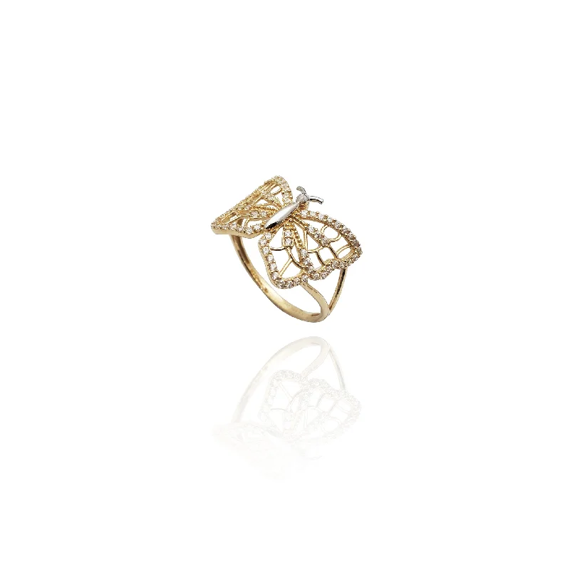 Simple Engagement Bands For Subtle Beauty-Threaded Butterfly CZ Ring (14K)