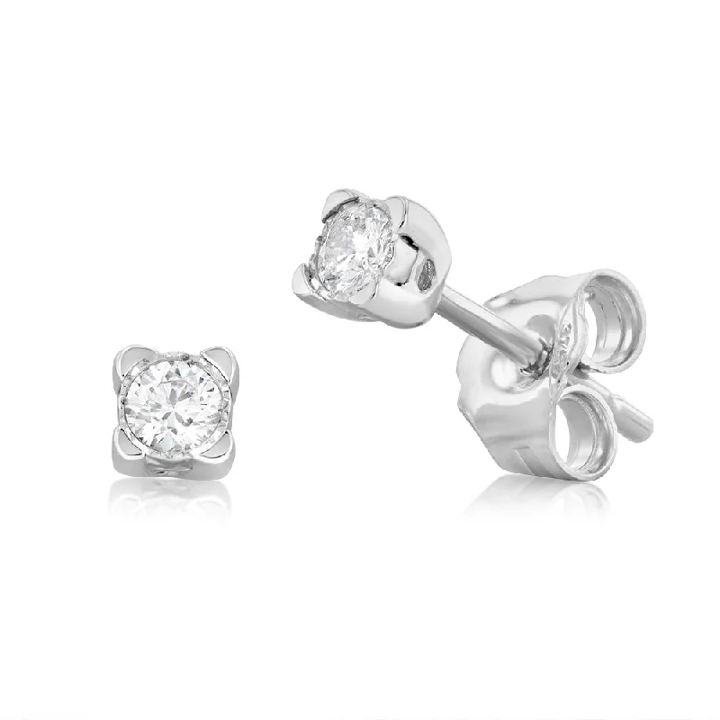 Handmade Dangle Earrings For Artistic Fashion-Luminesce Lab Grown 9ct White Gold 1/10 Carat Diamond Solitaire Stud Earrings