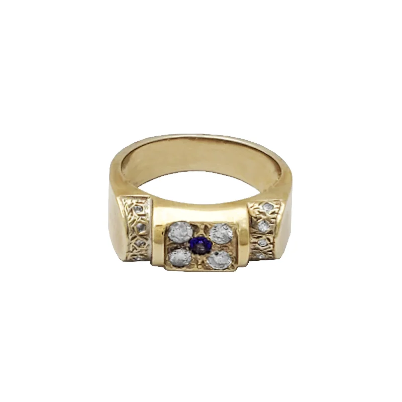 Custom Stackable Wedding Rings For Elegant Fashion-Small Sapphire Diamond Ring (14K)