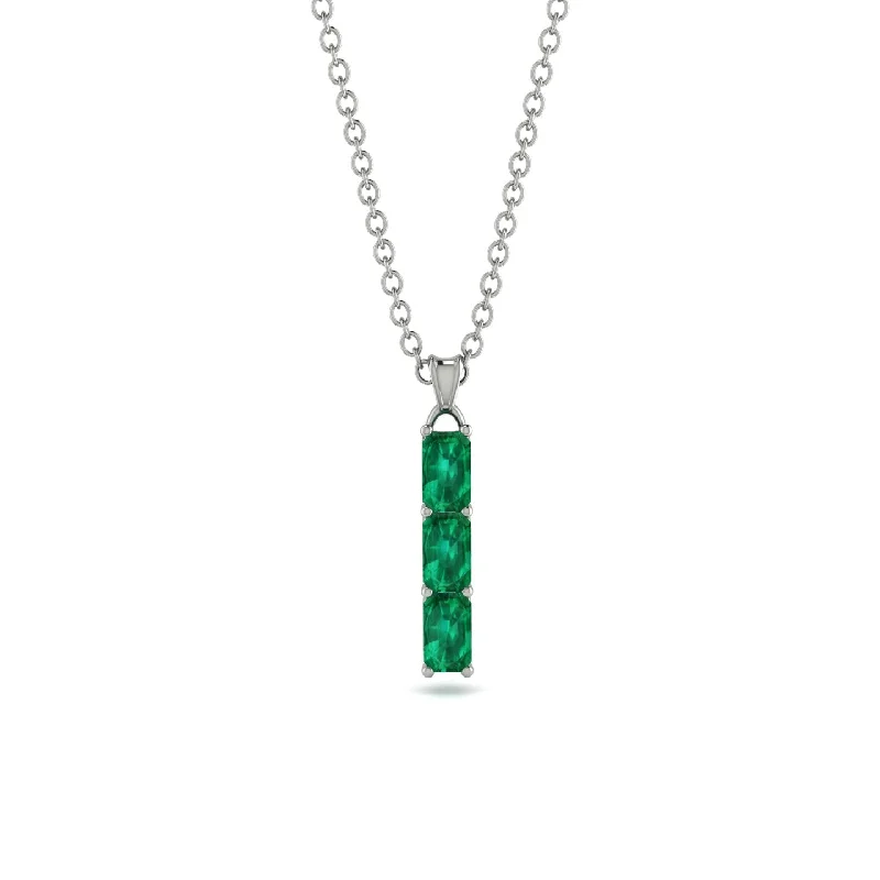 3 Emeralds Cut Emerald Necklace With Hidden Diamonds - Ember No. 21