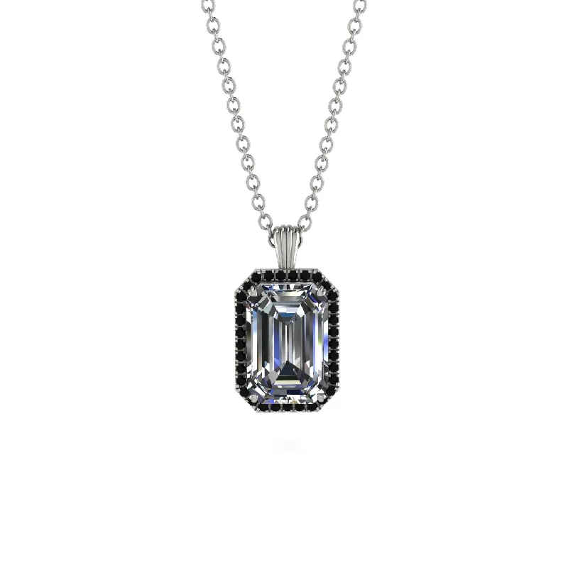 Halo Emerald Cut Diamond Necklace - Izabella No. 33