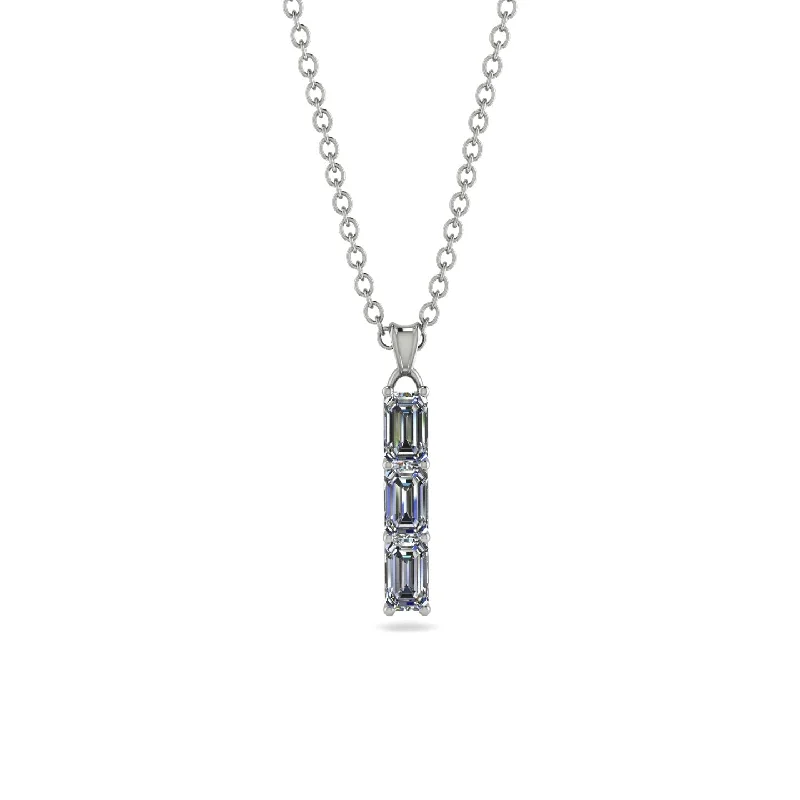 3 Emeralds Cut Diamond Necklace With Hidden Diamonds - Ember No. 3