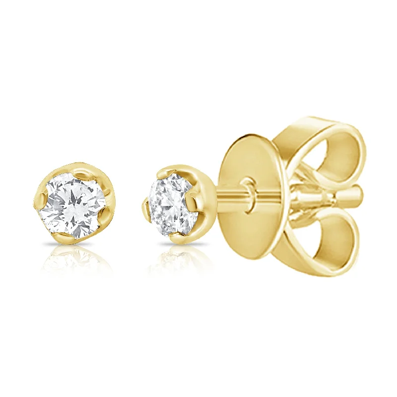 Soft Gold Earrings For Graceful Looks-Classic 4 Prong Diamond Stud Earrings