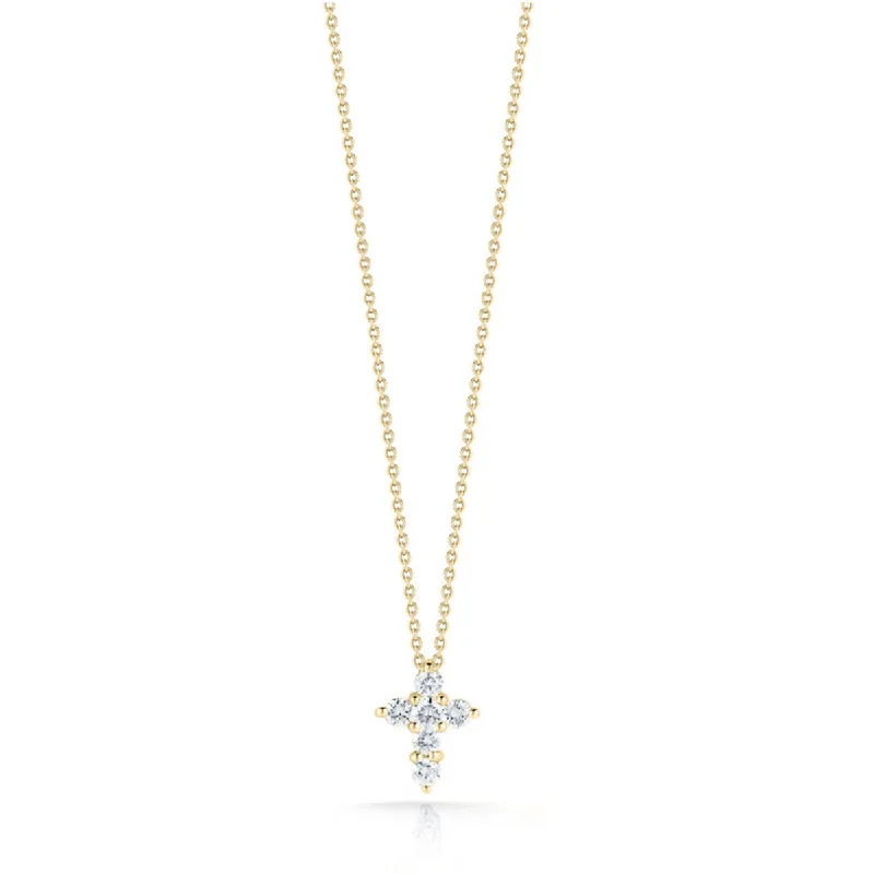 18kt Yellow Gold Tiny Treasure Large Baby Diamond Cross Necklace