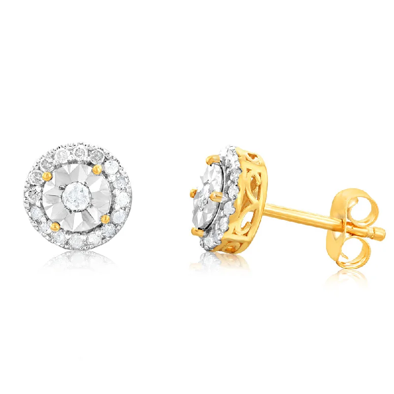 Artistic Hoop Earrings For Creative Styles-10ct Yellow Gold 1/3 Carat Diamond Stud Earrings