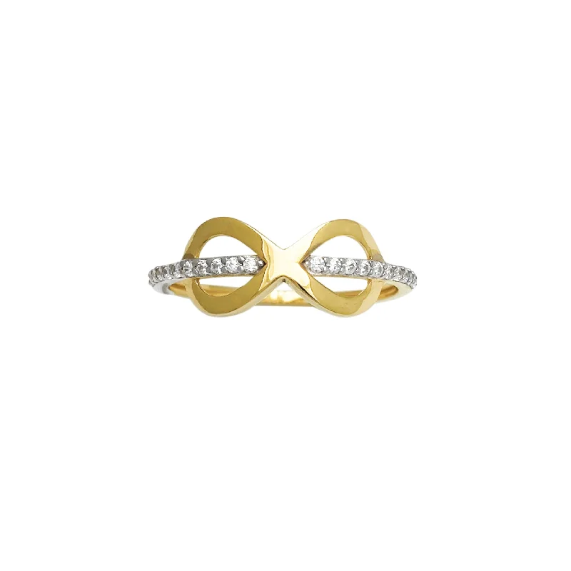 Classic Solitaire Rings For Elegant Proposals-Infinity Symbol CZ Stream Ring (14K)