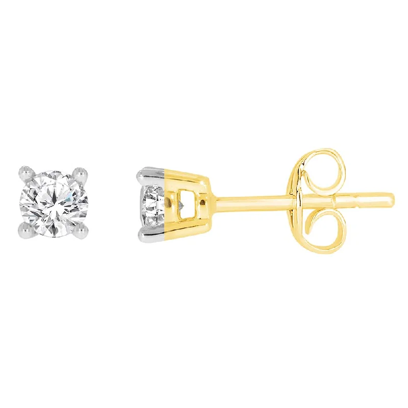 Stud Earrings For Simple Elegance-9ct Yellow Gold 0.30 Carat Diamond Stud Earrings