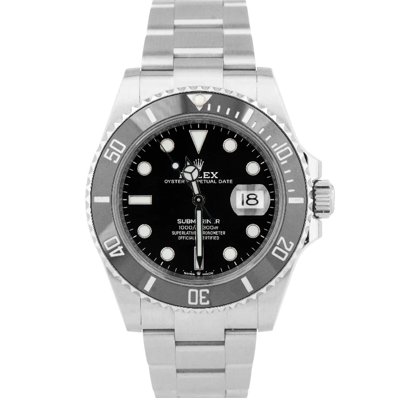 Beautiful Gemstone-Studded Watches For Elegant Glam-NEW 2024 PAPERS Rolex Submariner Date 41mm Stainless Ceramic Watch 126610 LN BOX