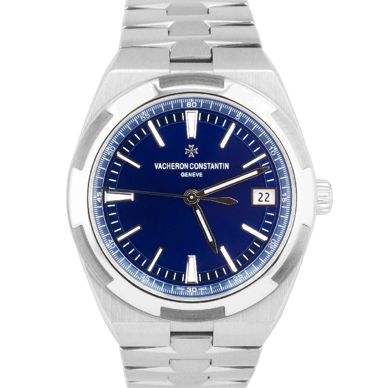 Beautiful Swiss Watches For Timeless Elegance-PAPERS Vacheron Constantin Overseas BLUE 41mm Stainless Steel 4500V Watch BOX