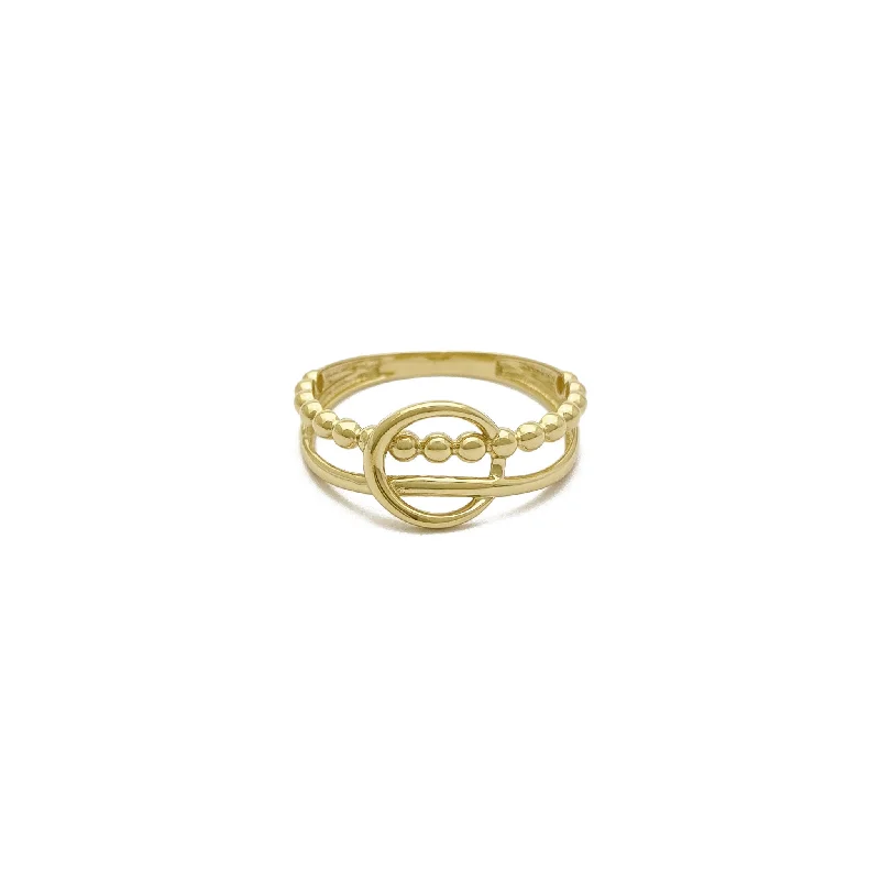 Simple Engagement Rings For Subtle Beauty-Interlocked Bead & Wire Hemiband Ring (14K)