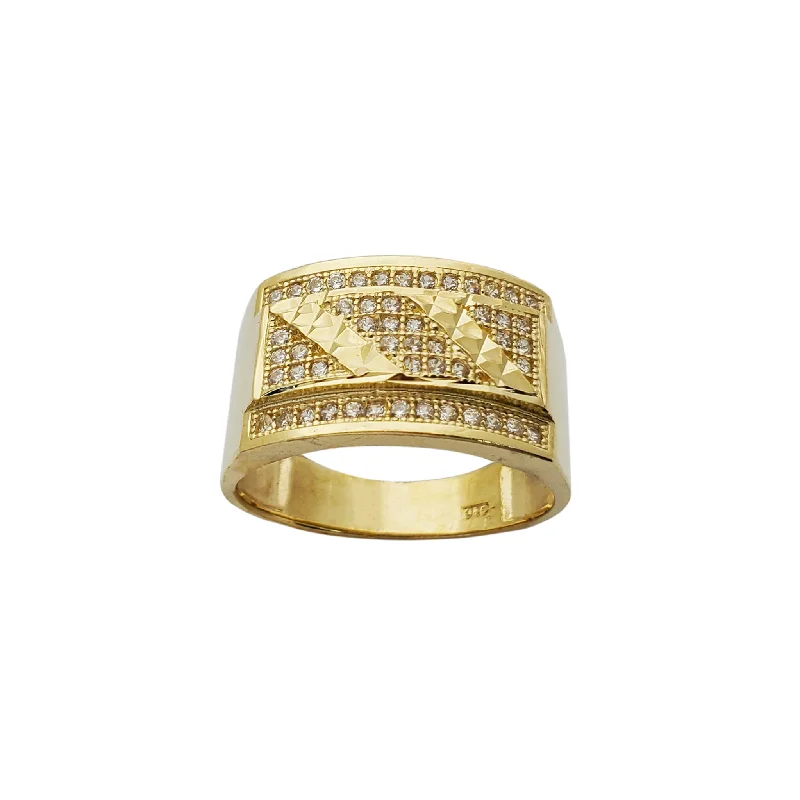 Luxury Rings For Special Occasions-Diamond-Cut CZ Stripes Ring (10K)