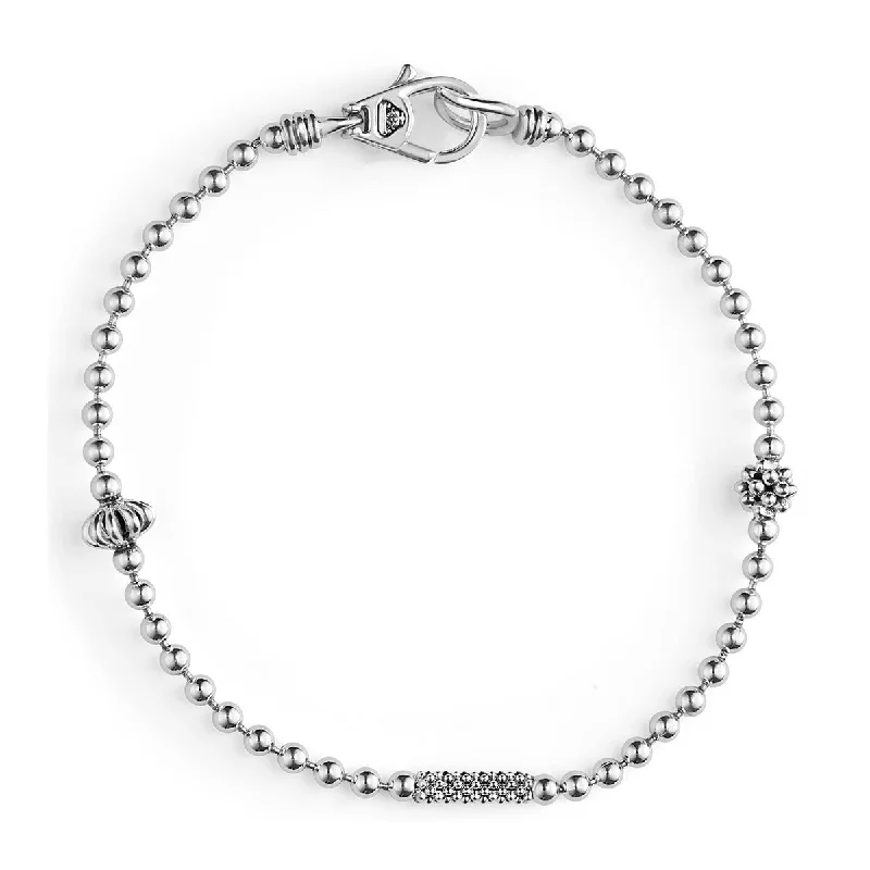 Unique Beaded Charm Bracelets For Personal Style-Silver Caviar Beaded Bracelet