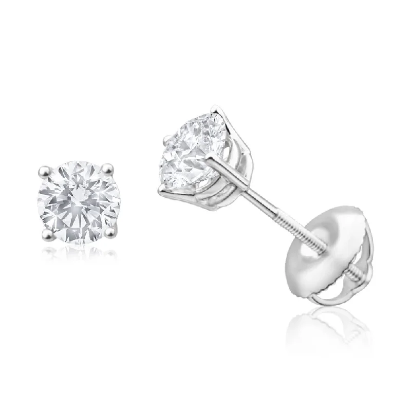 Exclusive Handmade Earrings For Special Occasions-18ct White Gold Stud Earrings With 1 Carat Of Diamonds