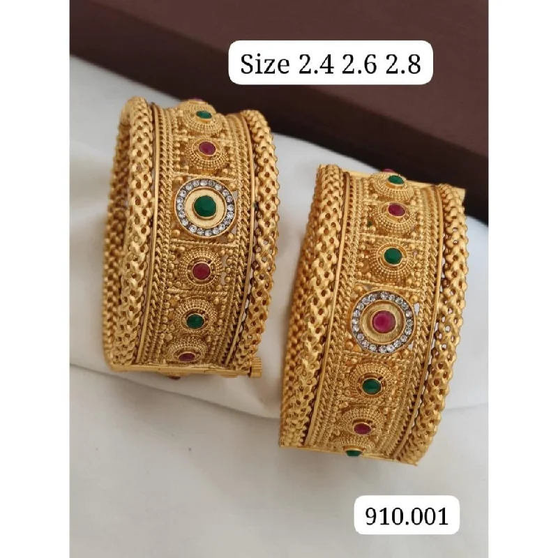 Luxurious Diamond Bangles For Special Occasions-Akruti Collection Gold Plated Pota Stone Openable Bangle