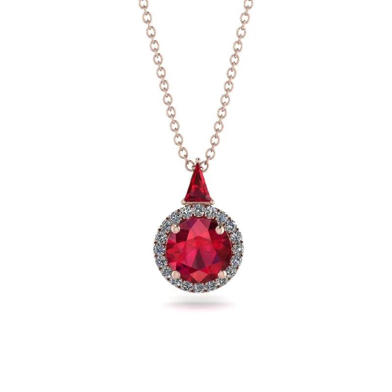 Hidden Halo Ruby Necklace - Joanna No. 11