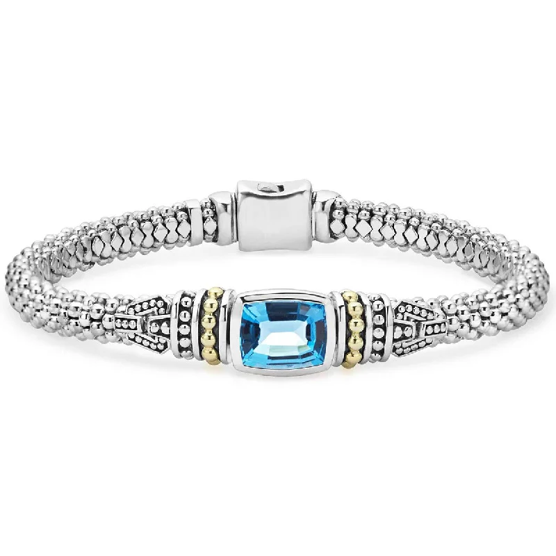 Beautiful Custom Bracelets For Personalized Gifts-Swiss Blue Topaz Caviar Bracelet