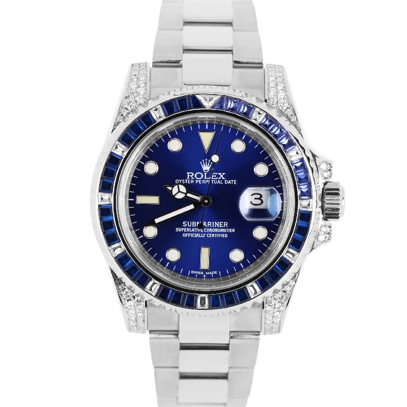 Classic Mechanical Watches For Timeless Appeal-Rolex Submariner Date Stainless Steel BLUE SAPPHIRE DIAMOND 40mm 116610 Watch