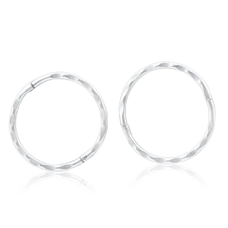 Silver Earrings For Everyday Glam-Sterling Silver Faceted Sleeper 13mm Earrings