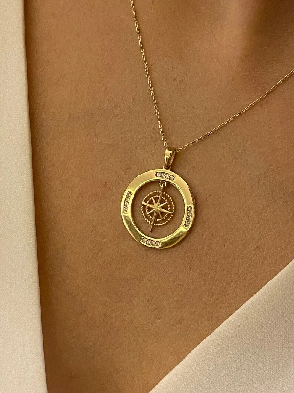 Circle Pole Star Gold Plated Necklace