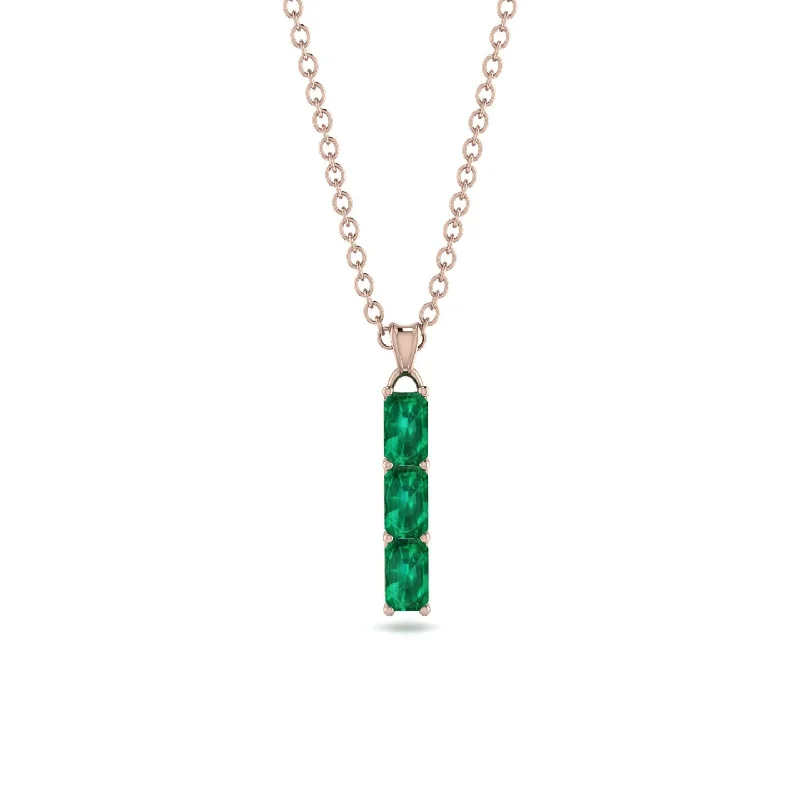 3 Emeralds Cut Emerald Necklace With Hidden Diamonds - Ember No. 65