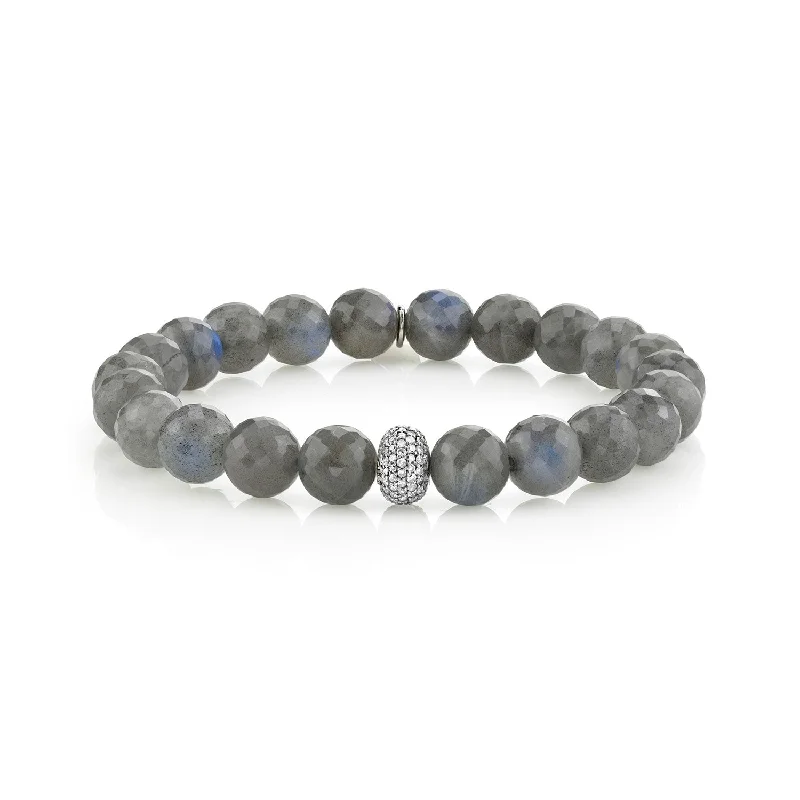 Beautiful Birthstone Bracelets For Special Occasions-Labradorite Bracelet with Diamond Donut - 8mm B0001458