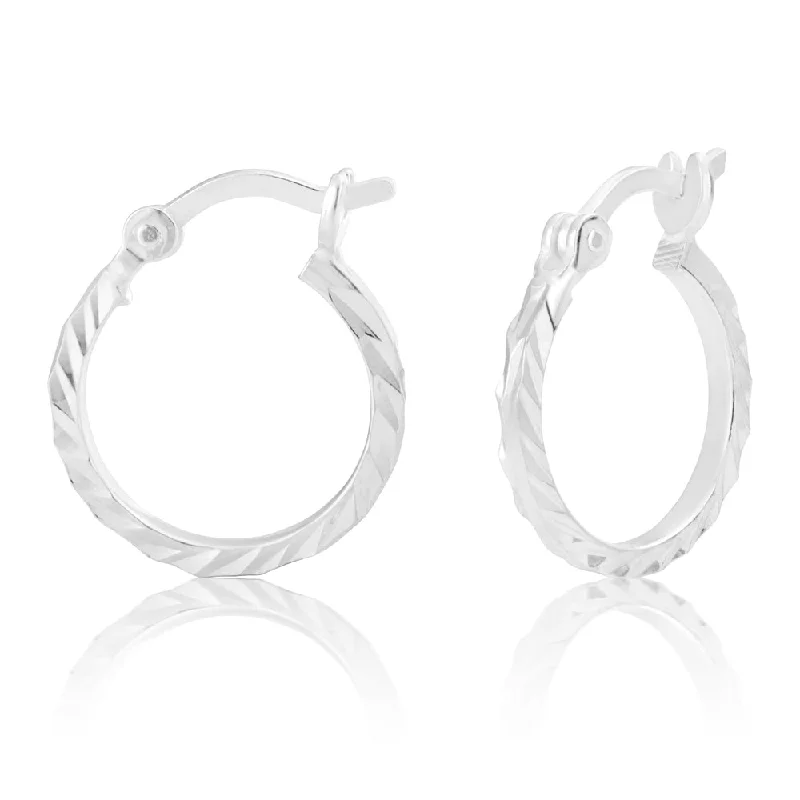 Summer Jewelry Earrings For Beach Days-Sterling Silver 15mm Dicut Hoop Earrings