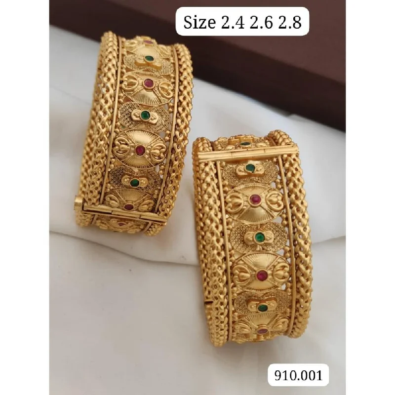 Elegant Bohemian Bangles For Free-Spirited Glam-Akruti Collection Gold Plated Pota Stone Openable Bangle