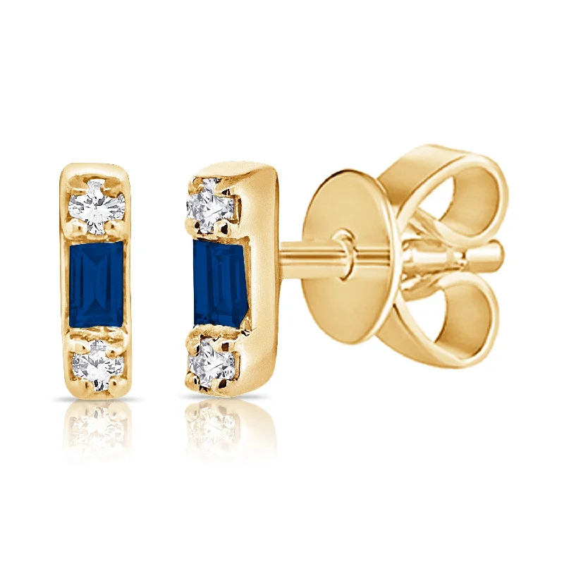 Vintage Inspired Earrings For Women-Trendy Sapphire Diamond Stud