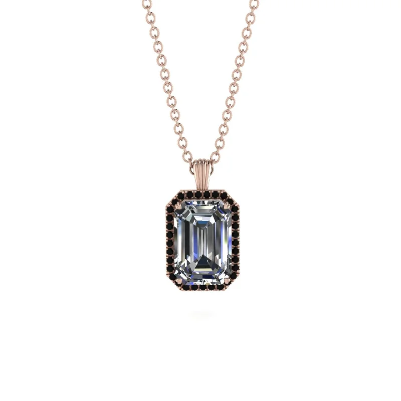 Halo Emerald Cut Diamond Necklace - Izabella No. 32