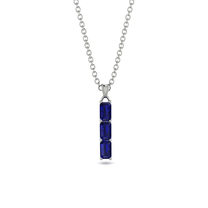 3 Emeralds Cut Sapphire Necklace With Hidden Diamonds - Ember No. 30