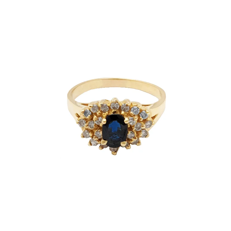 Custom Promise Rings For Special Occasions-Sapphire and Diamond Bloom Ring (14K)