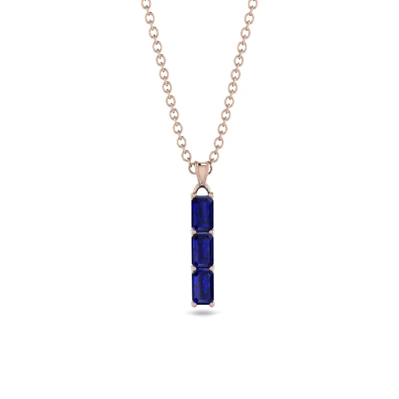 3 Emeralds Cut Sapphire Necklace With Hidden Diamonds - Ember No. 74