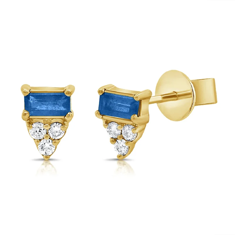 Luxurious Earrings For Special Occasions-Sapphire & Diamond Stud Earrings