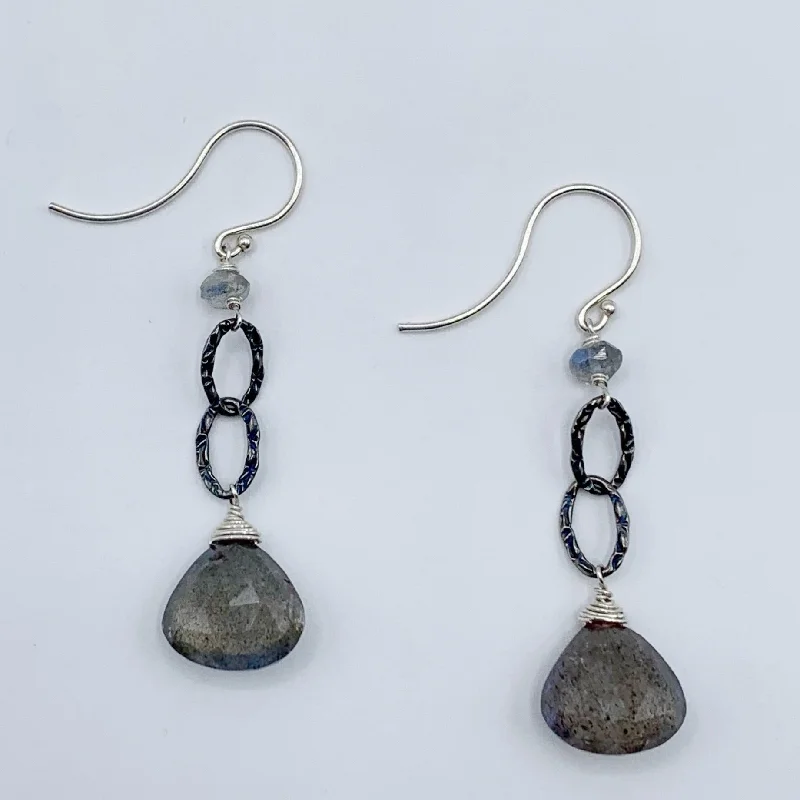 Unique Earrings For Trendsetting Styles-Sterling Silver with Labradorite Briolettes on Wire Earrings