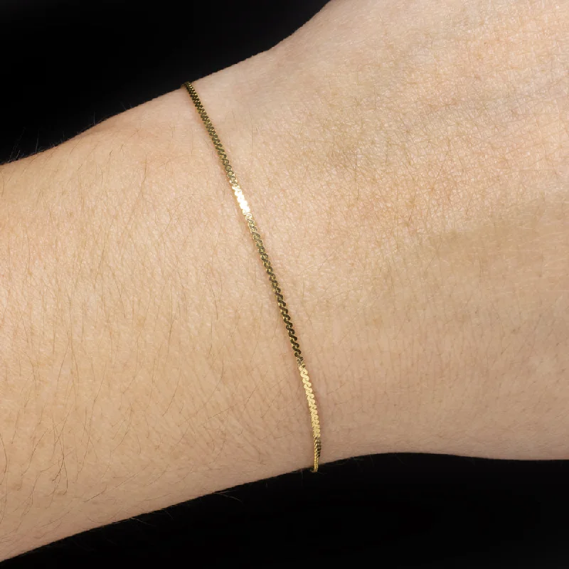 Elegant Silver-Set Bracelets For Fashion-Forward Looks-SOLID 14k YELLOW GOLD S LINK CHAIN BRACELET CLASSIC THIN DAINTY EVERYDAY JEWELRY