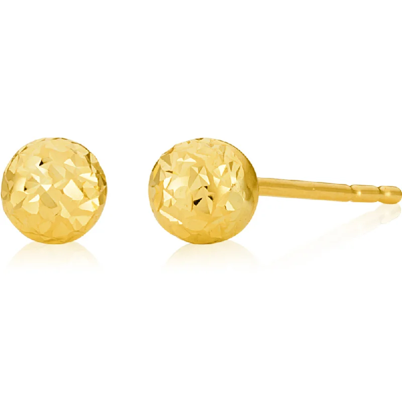 Stylish Earrings For Casual Days-9ct Yellow Gold 4mm Dicut Ball studs Earrings