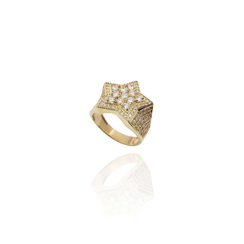 Simple Gold Rings For Elegant Glam-Iced-Out Star CZ Ring (14K)