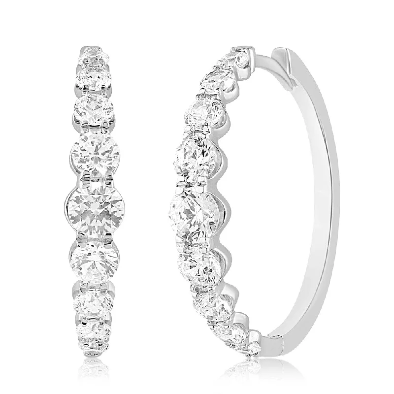 Cute Stud Earrings For Kids-Luminesce Lab Grown 10ct White Gold Hoop Earrings in 2 Carat Diamond