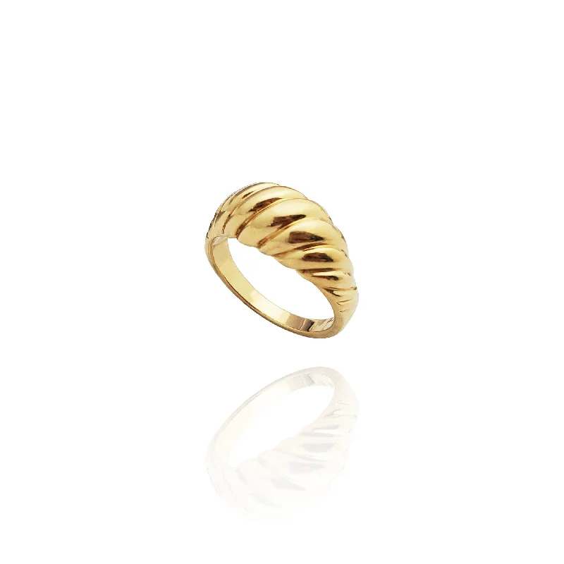 Simple Gold Rings For Elegant Glam-Domed Twist Band (14K)