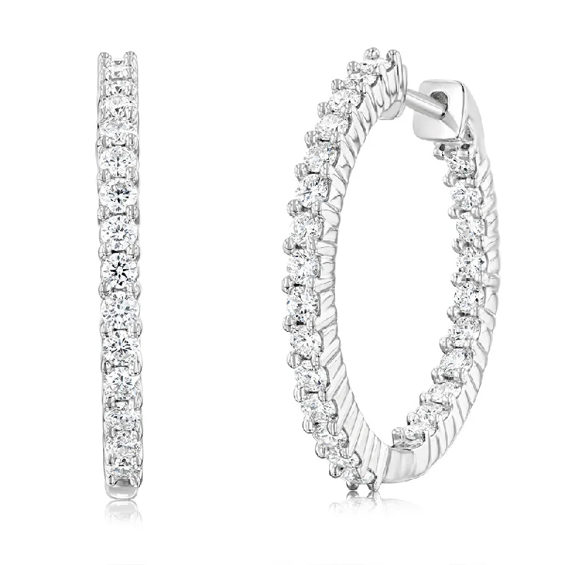 Funky Earrings For Creative Fashion-Luminesce Lab Grown Sterling Silver 1 Carat Diamond Hoop Earrings